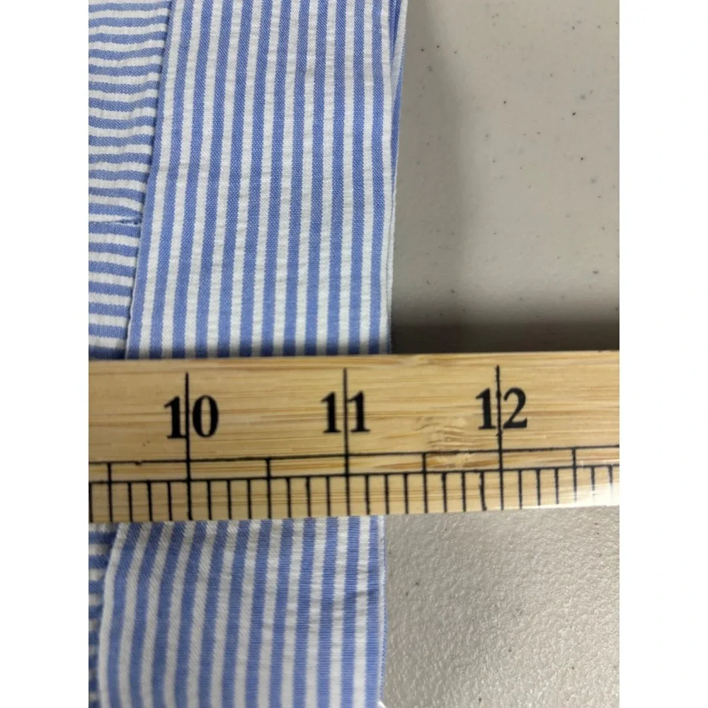 LOFT NWT Seersucker Blue‎ White Striped Riviera Shorts 14 100% Cotton Summer - Picture 8 of 8